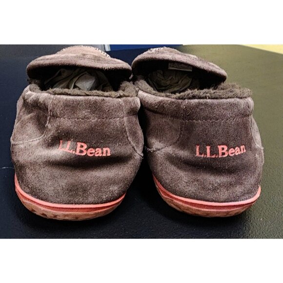LL Bean Mountain Slipper Scuffs Brown Suede Slip On Fleece Lined Men's Size 13M - Picture 4 of 8